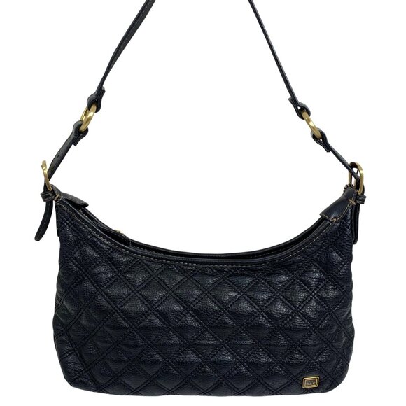 The SAK Puffy Quilted Black Leather Handbag Shoulder Bag w/ Bag Charm EUC - Picture 1 of 10